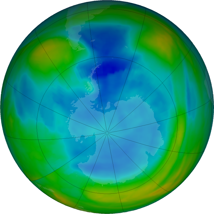 Antarctic ozone map for 05 August 2021
